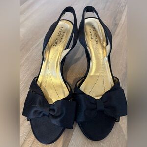 Kate Spade Black Slign Back Heels with Bow Accent